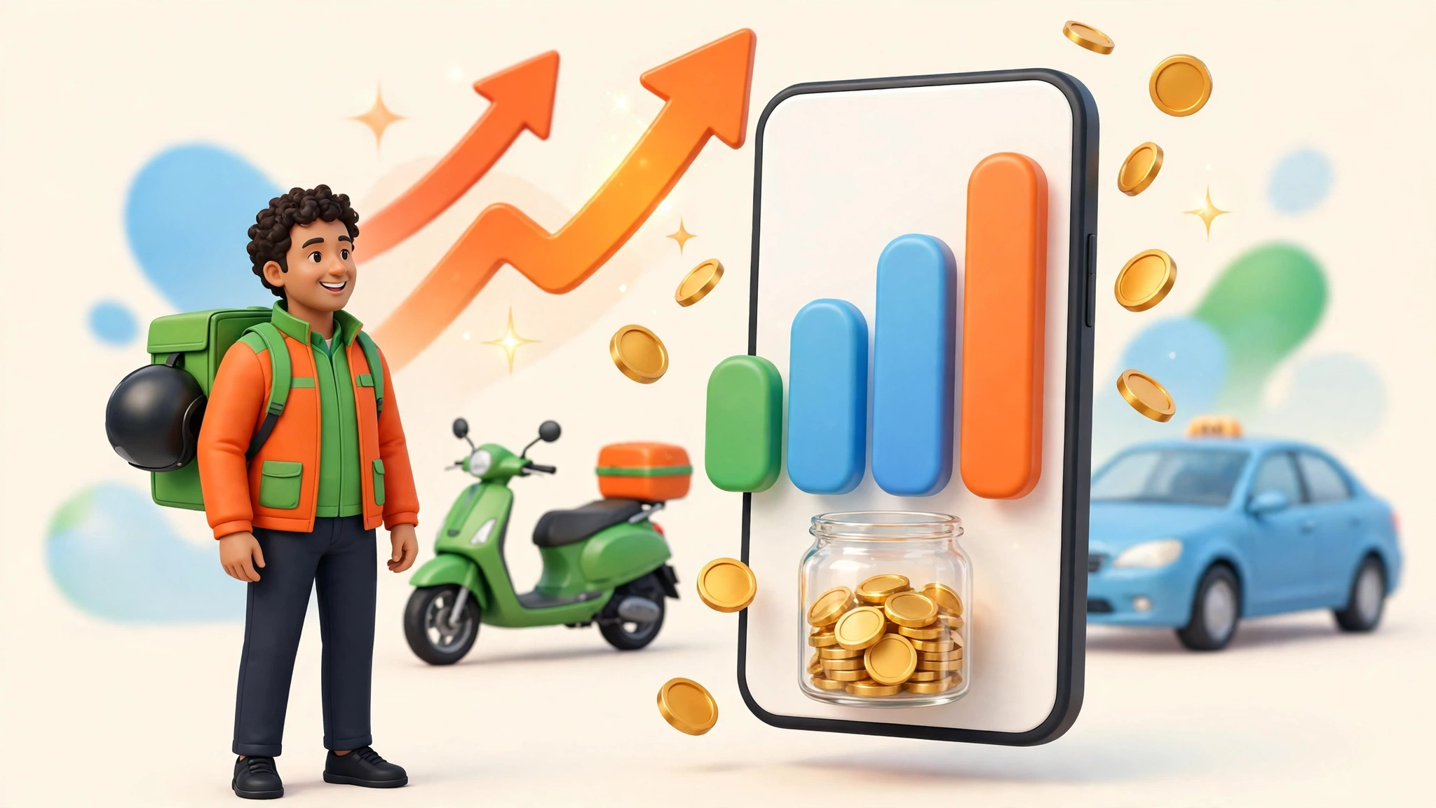 A Franco Food driver checking earnings charts on a phone