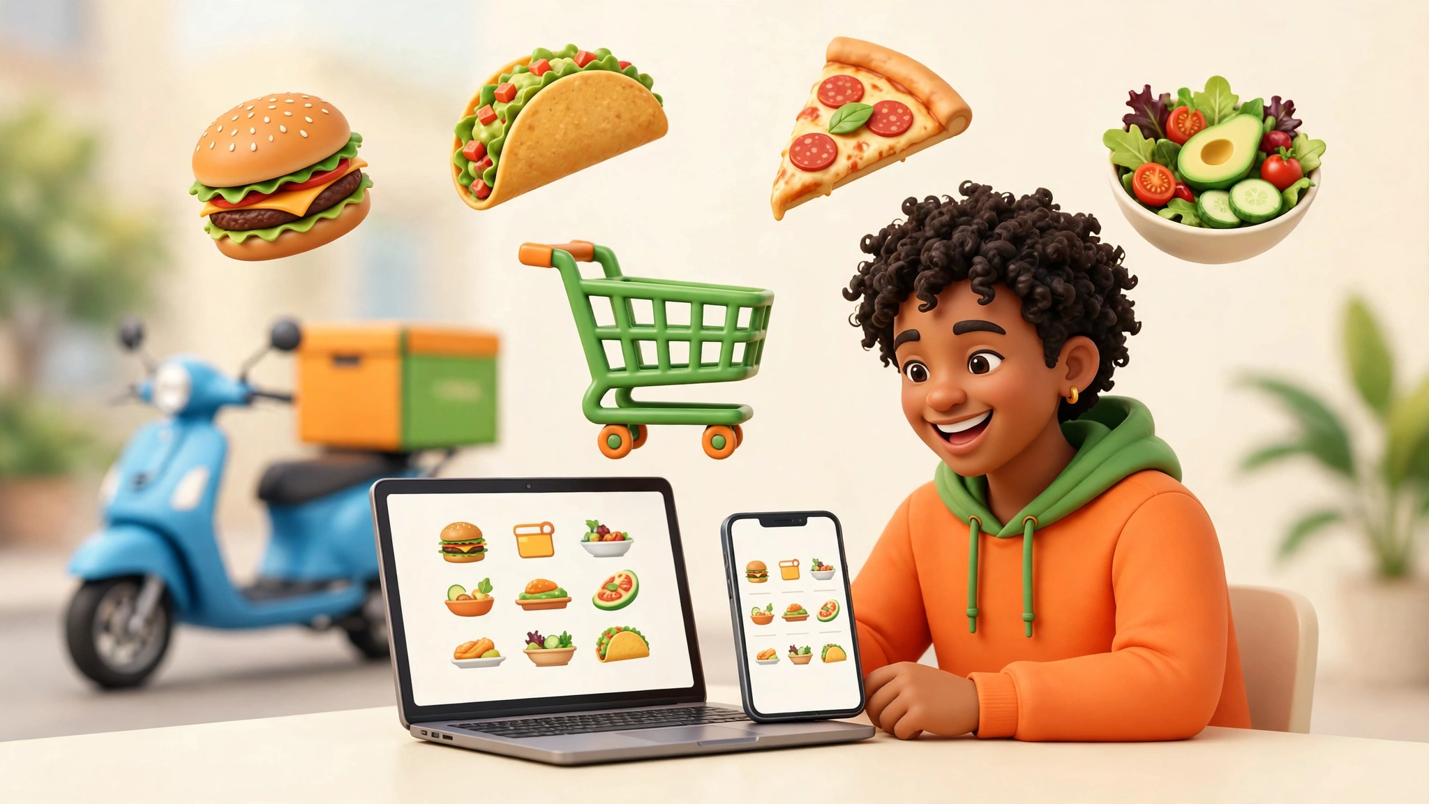 Pedir comida en línea desde una computadora y un celular con Franco Food
