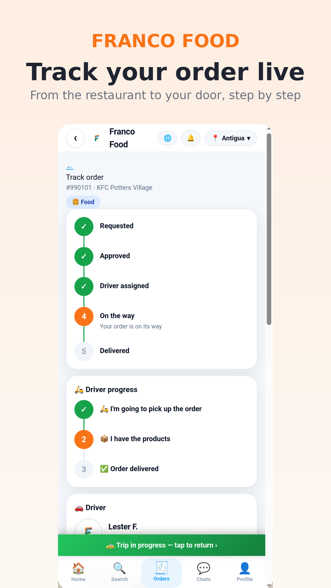 Follow your order step by step, from confirmed to delivered.