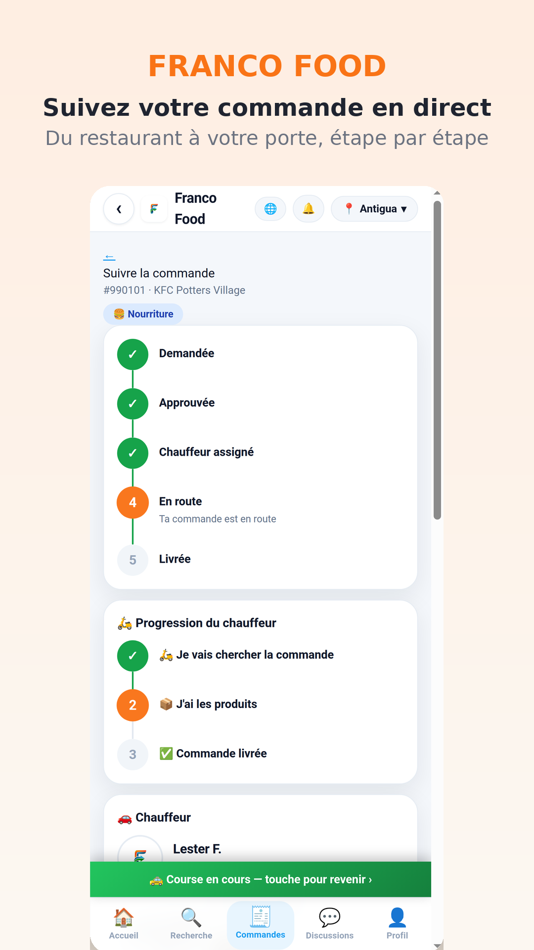 Suivez votre commande étape par étape, de la confirmation à la livraison.